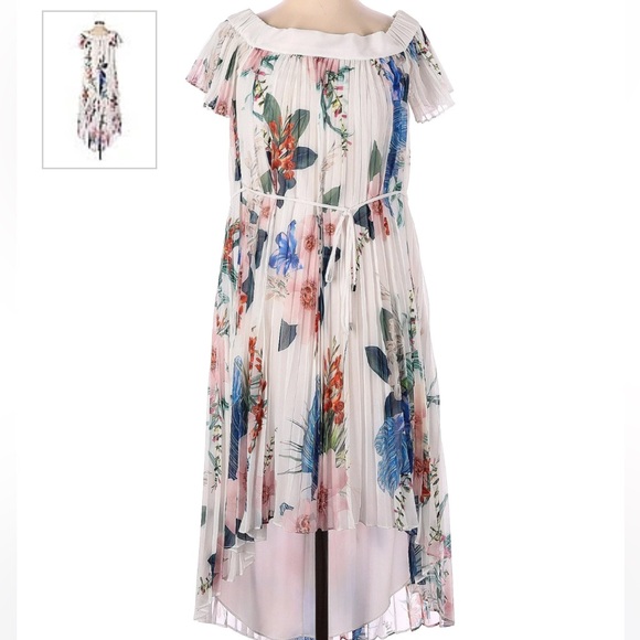 TED BAKER LONDON Women's Luner Jamboree Pleated Off The Shoulder Maxi Dress 1 - Picture 3 of 4